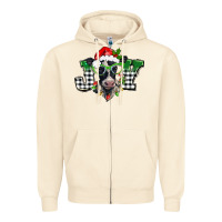 Sandshell Christmas joy black and white cow Zipper Hoodie - BarkalooDesign
