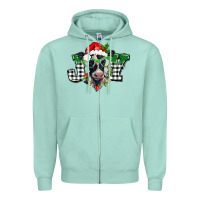 Seafoam Christmas joy black and white cow Zipper Hoodie - BarkalooDesign