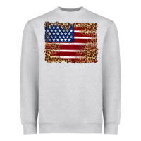 Heather Grey american flag and leopard Heavyweight Sweatshirt - Artiststas