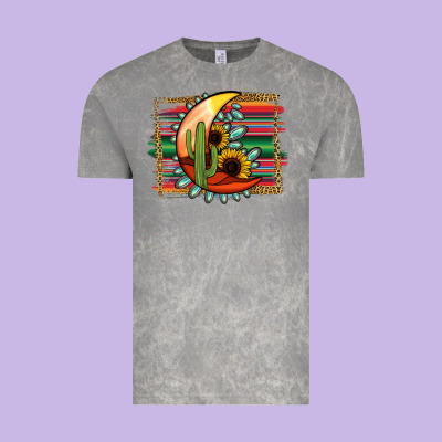 Turquoise Desert Moon Serape Background Vintage Tee Designed By Jasminsmagicworld