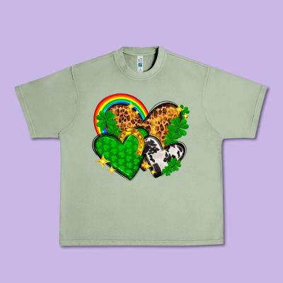 St. Patrick's Day Hearts With Leopard Urban Heavy Tee Designed By Howdyjamesfarm