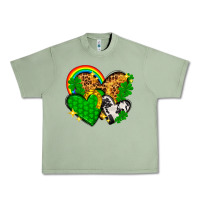 Oil Green St. Patrick's Day hearts with leopard Urban Heavy Tee - HowdyJamesFarm