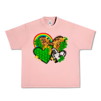 Salmon St. Patrick's Day hearts with leopard Urban Heavy Tee - HowdyJamesFarm