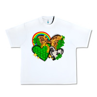White St. Patrick's Day hearts with leopard Urban Heavy Tee - HowdyJamesFarm