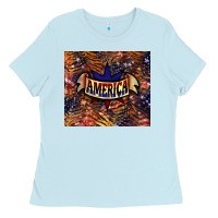 Baby Blue Tiger America tumbler 4th of july Ladies Tee - HowdyJamesFarm