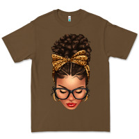Cacao Light skin afro messy bun leopard bow Premium Tee - texasbilliewilder