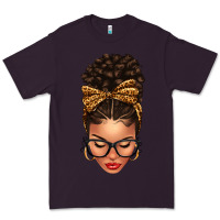 Plum Light skin afro messy bun leopard bow Premium Tee - texasbilliewilder