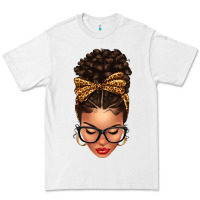 White Light skin afro messy bun leopard bow Premium Tee - texasbilliewilder