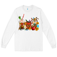 White Teacher Coffee Cups Long Sleeve Tee - FaDigitalArtStudio
