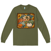 Army Green pumpkins with sunflowers Long Sleeve Tee - RanaPortraitStore