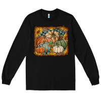 Black pumpkins with sunflowers Long Sleeve Tee - RanaPortraitStore