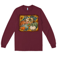 Burgundy pumpkins with sunflowers Long Sleeve Tee - RanaPortraitStore