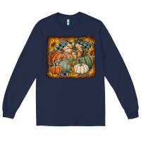 Navy pumpkins with sunflowers Long Sleeve Tee - RanaPortraitStore