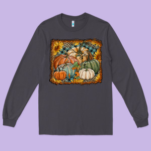 Pumpkins With Sunflowers Long Sleeve Tee Designed By Ranaportraitstore