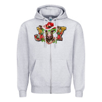 Heather Grey christmas joy baby cow Zipper Hoodie - BarkalooDesign