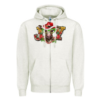 Oatmeal Heather christmas joy baby cow Zipper Hoodie - BarkalooDesign