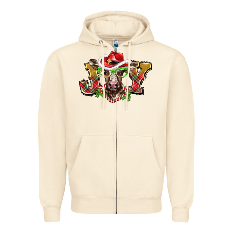Christmas Joy Baby Cow Zipper Hoodie by BarkalooDesign | Teevron