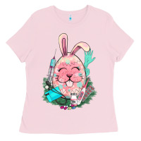 Bubblegum Pink Easter egg Nurse Easter Day Ladies Tee - HowdyJamesFarm