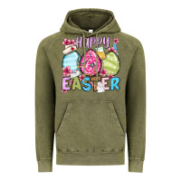 Vintage Olive Happy Easter eggs Vintage Hoodie - OliviaCreatesArt