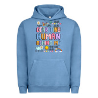 Pigment Pebble Blue dear tiny human behind me Urban Hoodie - JahusDesignShop