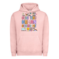 Pigment Salmon dear tiny human behind me Urban Hoodie - JahusDesignShop