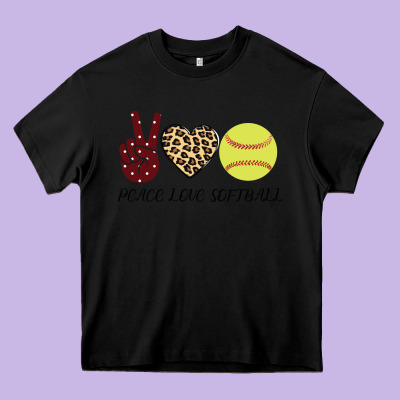 Peace Love Softball Heavy Core Tee Designed By Bettercallsaul