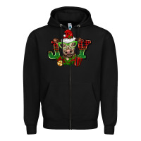 Black christmas joy cow Zipper Hoodie - BarkalooDesign