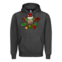 Charcoal Heather christmas joy cow Zipper Hoodie - BarkalooDesign