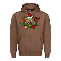 Chestnut christmas joy cow Zipper Hoodie - BarkalooDesign