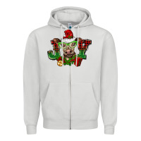 Dove Grey christmas joy cow Zipper Hoodie - BarkalooDesign