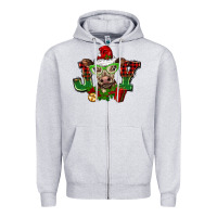 Heather Grey christmas joy cow Zipper Hoodie - BarkalooDesign
