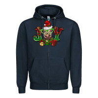 Navy christmas joy cow Zipper Hoodie - BarkalooDesign