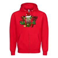 Red christmas joy cow Zipper Hoodie - BarkalooDesign