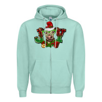 Seafoam christmas joy cow Zipper Hoodie - BarkalooDesign