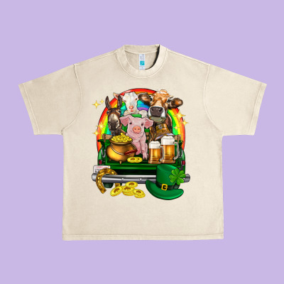 St. Patrick's Day Farm Animals On Truck Urban Heavy Tee Designed By Howdyjamesfarm