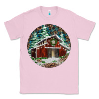 Bubblegum Pink Barn Christmas Classic Tee - RanaPortraitStore