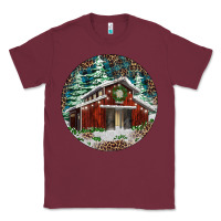 Burgundy Barn Christmas Classic Tee - RanaPortraitStore