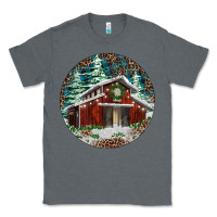 Charcoal Heather Barn Christmas Classic Tee - RanaPortraitStore