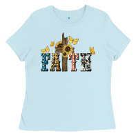 Baby Blue Faith USA sunflower 4th of july Ladies Tee - HowdyJamesFarm