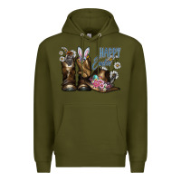Army Green Happy Easter Premium Hoodie - CowhideDigitalArt