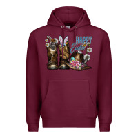 Burgundy Happy Easter Premium Hoodie - CowhideDigitalArt