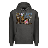 Charcoal Heather Happy Easter Premium Hoodie - CowhideDigitalArt