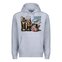 Heather Grey Happy Easter Premium Hoodie - CowhideDigitalArt