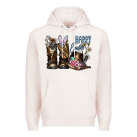 Pale Pink Happy Easter Premium Hoodie - CowhideDigitalArt