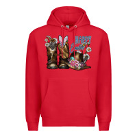 Red Happy Easter Premium Hoodie - CowhideDigitalArt