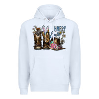 White Happy Easter Premium Hoodie - CowhideDigitalArt