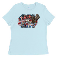 Baby Blue I back to blue Eagle 4th of july Ladies Tee - HowdyJamesFarm