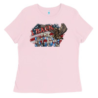 Bubblegum Pink I back to blue Eagle 4th of july Ladies Tee - HowdyJamesFarm