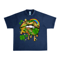 Navy St. Patrick's Day lips Urban Heavy Tee - HowdyJamesFarm