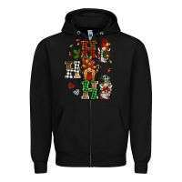Black christmas ho ho ho gnomes Zipper Hoodie - BarkalooDesign